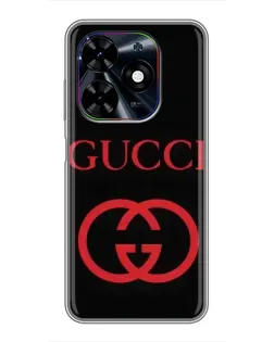 Чехол для TECNO Spark Go 2024 (BG6) с картинкой «Gucci — красный логотип»