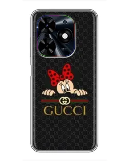 Чехол для TECNO Spark Go 2024 (BG6) с картинкой «Минни Маус Gucci — черный»