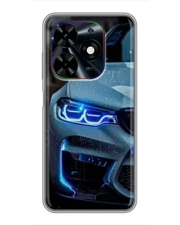 Чехол для TECNO Spark Go 2024 (BG6) с картинкой «Взгляд BMW с синими фарами»