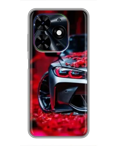 Чехол для TECNO Spark Go 2024 (BG6) с картинкой «Спортивная BMW и цветы»