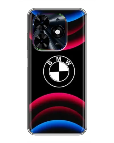 Чехол для TECNO Spark Go 2024 (BG6) с картинкой «Логотип BMW и неоновые дуги»