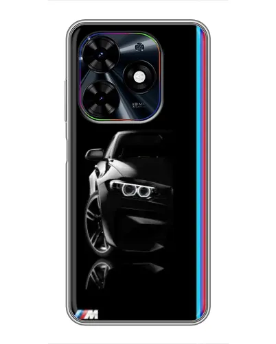 Чехол для TECNO Spark Go 2024 (BG6) с картинкой «Силуэт BMW в темноте»
