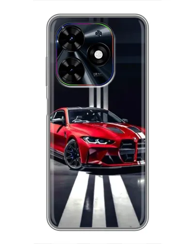 Чехол для TECNO Spark Go 2024 (BG6) с картинкой «Красная BMW на дороге»