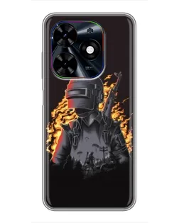 Чехол для TECNO Spark Go 2024 (BG6) с картинкой «PUBG — огненный силуэт»