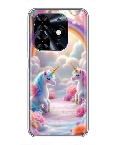 Чехол для TECNO Spark Go 2024 (BG6) с картинкой «Радуга и единороги»