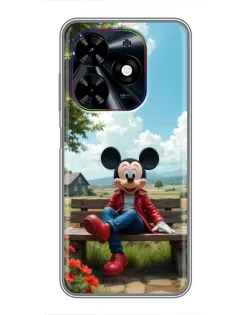 Чехол для TECNO Spark Go 2024 (BG6) с картинкой «Микки на скамейке»