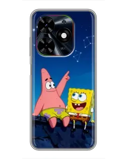 Чехол для TECNO Spark Go 2024 (BG6) с картинкой «Губка Боб и Патрик ночью»