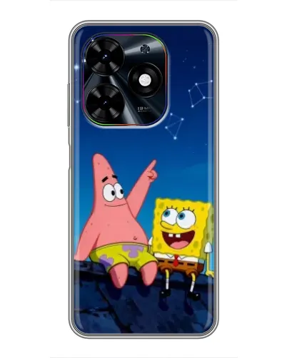 Чехол для TECNO Spark Go 2024 (BG6) с картинкой «Губка Боб и Патрик ночью»