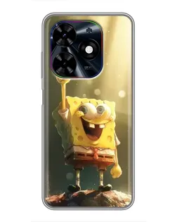 Чехол для TECNO Spark Go 2024 (BG6) с картинкой «Сияющий Спанч Боб»