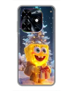 Чехол для TECNO Spark Go 2024 (BG6) с картинкой «Рождественский Спанч Боб»
