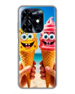 Чехол для TECNO Spark Go 2024 (BG6) с картинкой «Спанч Боб мороженое»
