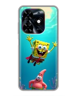 Чехол для TECNO Spark Go 2024 (BG6) с картинкой «Спанч Боб под водой»