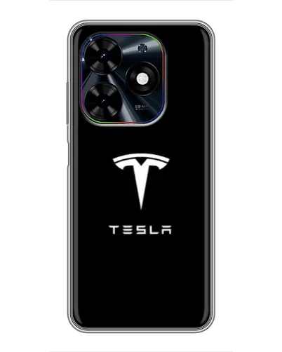 Чехол для TECNO Spark Go 2024 (BG6) с картинкой «Tesla White Logo»