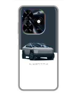 Чехол для TECNO Spark Go 2024 (BG6) с картинкой «Серебристый Cybertruck Tesla»