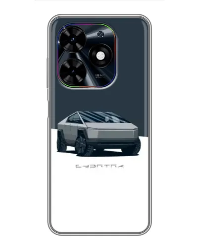 Чехол для TECNO Spark Go 2024 (BG6) с картинкой «Серебристый Cybertruck Tesla»