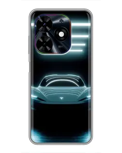 Чехол для TECNO Spark Go 2024 (BG6) с картинкой «Tesla в неоне»