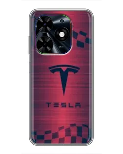 Чехол для TECNO Spark Go 2024 (BG6) с картинкой «Тесла красный карбон»