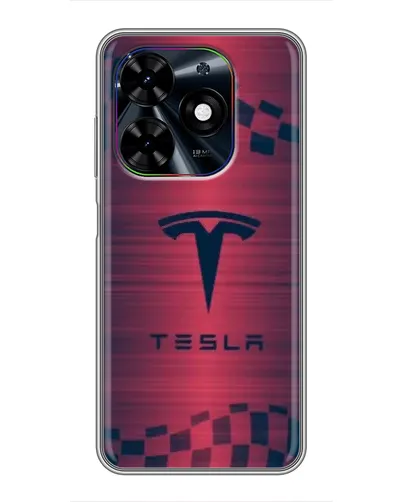 Чехол для TECNO Spark Go 2024 (BG6) с картинкой «Тесла красный карбон»