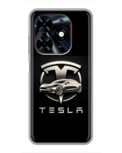 Чехол для TECNO Spark Go 2024 (BG6) с картинкой «Tesla — серебристое авто»
