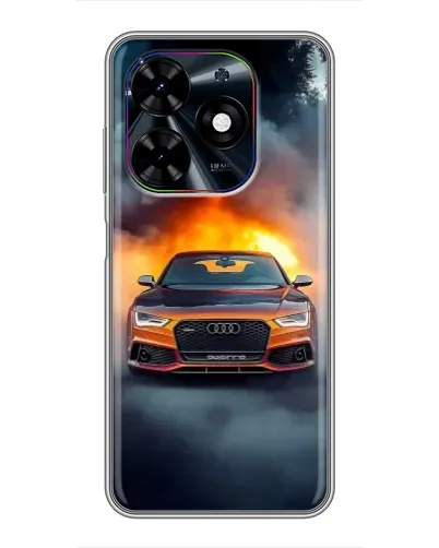 Чехол для TECNO Spark Go 2024 (BG6) с картинкой «Audi в огненном дыму»
