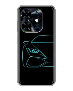 Чохол для TECNO Spark Go 2024 (BG6) з картинкою «Блакитний силует Lamborghini»