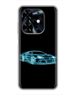 Чохол для TECNO Spark Go 2024 (BG6) з картинкою «Неоновий контур Lamborghini»