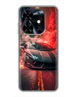 Чохол для TECNO Spark Go 2024 (BG6) з картинкою «Lamborghini червоний дим»