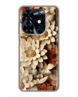 Чохол для TECNO Spark Go 2024 (BG6) з картинкою «Бежевий флористичний декор»