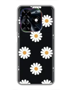 Чохол для TECNO Spark Go 2024 (BG6) з картинкою «Ромашки на чорному»