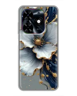 Чохол для TECNO Spark Go 2024 (BG6) з картинкою «Біла квітка та золотий флюїд»