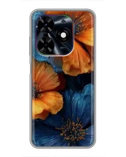 Чохол для TECNO Spark Go 2024 (BG6) з картинкою «Яскрава синьо-помаранчева флора»