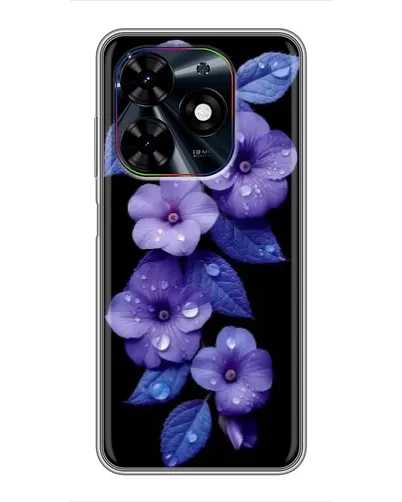 Чехол для TECNO Spark Go 2024 (BG6) с картинкой «Фиолетовые цветы с росою»