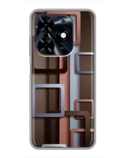 Чохол для TECNO Spark Go 2024 (BG6) з картинкою «Коричневі об'ємні квадрати»