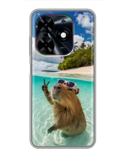 Чехол для TECNO Spark Go 2024 (BG6) с картинкой «Капибара на море» Чехол для TECNO Spark Go 2024 (BG6) с картинкой «Капибара на море»