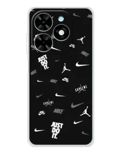 Чехол для TECNO Spark Go 2025 с картинкой «Nike Black Pattern»