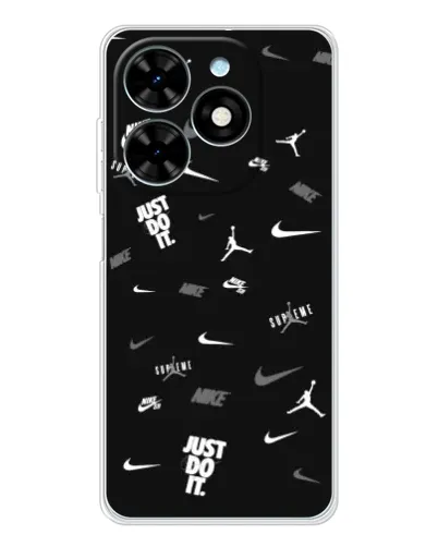 Чехол для TECNO Spark Go 2025 с картинкой «Nike Black Pattern»