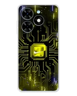Чехол для TECNO Spark Go 2025 с картинкой «Nike — золотая искра»