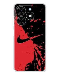 Чехол для TECNO Spark Go 2025 с картинкой «Красные брызги Nike»