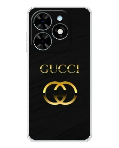 Чехол для TECNO Spark Go 2025 с картинкой «Золотой логотип Gucci»