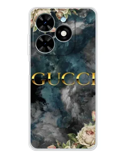 Чехол для TECNO Spark Go 2025 с картинкой «Абстрактные цветы Gucci»
