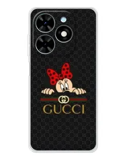 Чехол для TECNO Spark Go 2025 с картинкой «Минни Маус Gucci — черный»