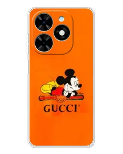Чехол для TECNO Spark Go 2025 с картинкой «Микки Маус Gucci — оранж»