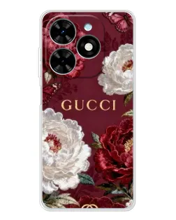Чехол для TECNO Spark Go 2025 с картинкой «Gucci — бордовые розы»
