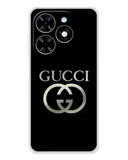 Чехол для TECNO Spark Go 2025 с картинкой «Gucci — золото на черном»