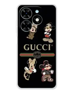 Чехол для TECNO Spark Go 2025 с картинкой «Gucci — герои Disney и монограмма»