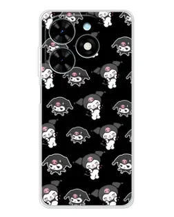 Чехол для TECNO Spark Go 2025 с картинкой «Черный паттерн Kuromi»