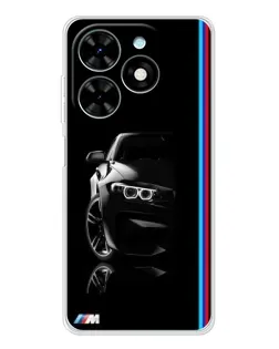 Чехол для TECNO Spark Go 2025 с картинкой «Силуэт BMW в темноте»