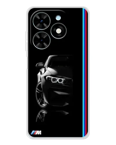 Чехол для TECNO Spark Go 2025 с картинкой «Силуэт BMW в темноте»