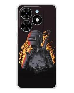 Чехол для TECNO Spark Go 2025 с картинкой «PUBG — огненный силуэт»
