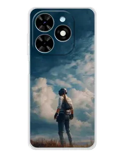 Чехол для TECNO Spark Go 2025 с картинкой «Герой PUBG на скале»